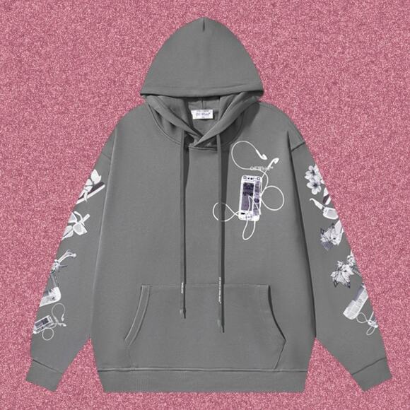 Off-White Grey Men's Hoodie - Picture 1 of 2